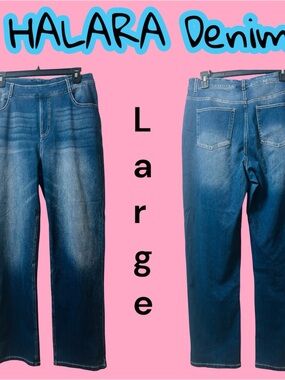 HALARA Blue Straight Leg Denim Jeans Large nwot